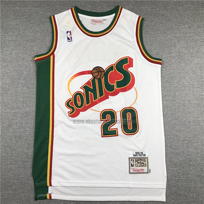 Camiseta Seattle SuperSonics Gary Payton NO 20 Historic Retro Blanco